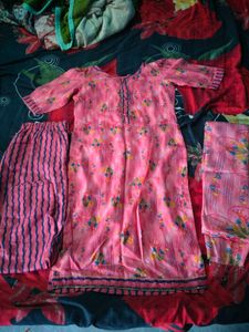 Elegant Pink Printed Kurta Set with Dupatta