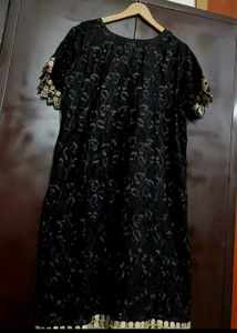 Black Golden Work Suit Salwar With Dupatta 42 Bust