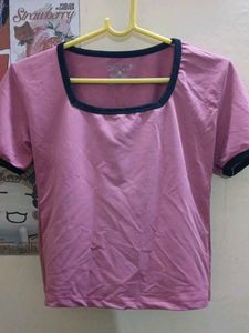 Cute Pink Square Neck T-Shirt