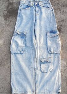 Trendy highly moving Light Wash Cargo Jeans