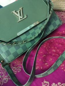 Green Checkered Crossbody Bag