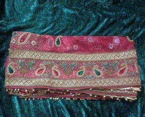 golden lehenga with maroon dupatta