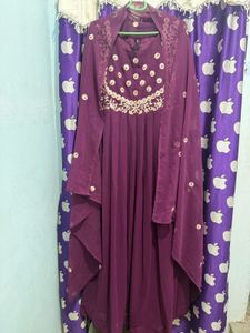 Elegant Purple Embroidered Gown