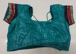 Embroidered Teal saree with blouse