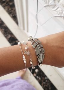 Boho Feather & Pearl Charm Bracelets
