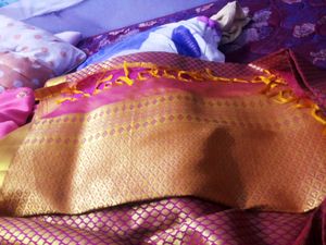 price drop Pink &amp; Gold  Silk Saree with blouse