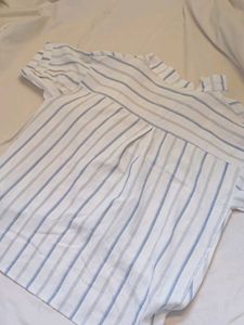 Striped Button-Up Short Sleeve Top
