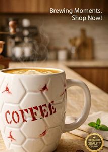 Premium Ceramic Coffee Mug - Aesthetic Honeycomb "