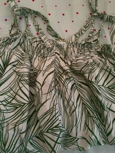 Leaf Print Tie Strap Top