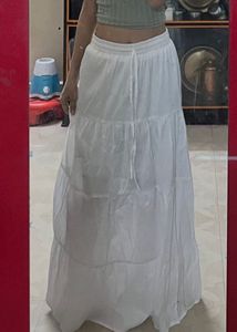Flowy White Tiered Maxi Skirt