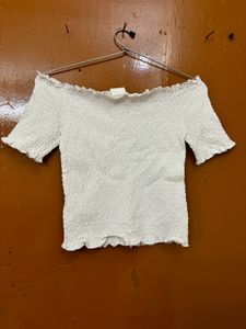 Off Shoulder White Crop Top