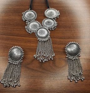 Oxidized Silver Necklace &amp; Earring Set