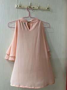 Elegant Peach Cold Shoulder Top