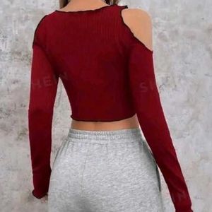 Red Spider Cold Shoulder Top