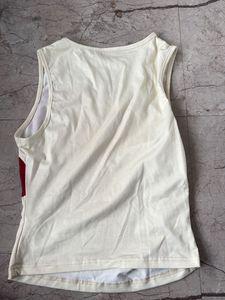 Cream Tank Top with Red Floral Print