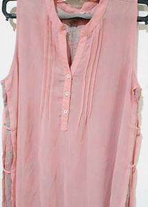 Peach Sleeveless Kurta