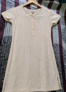 Beige Lace Kurta