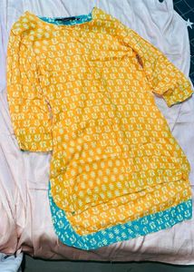 Yellow Printed Kurta
