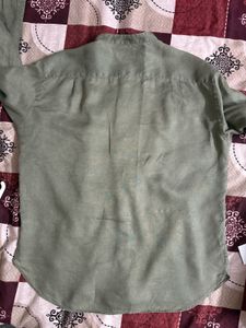 Men's Olive Green Linen Shirt