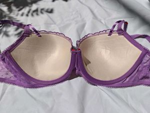 Purple Heart Print Bra