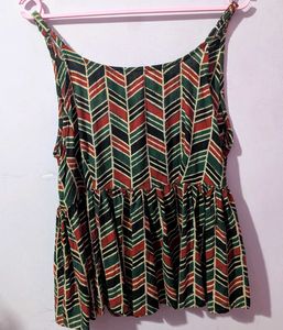 Stylish V-Neck Sleeveless Printed Top