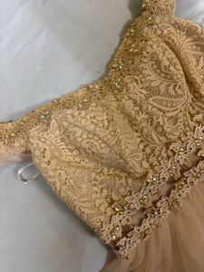 Elegant Gold Lace Off-Shoulder Gown