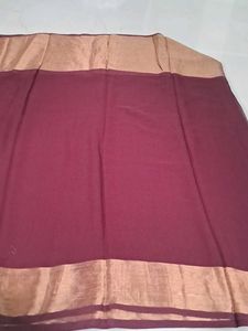 Elegant Maroon Saree with Gold Border