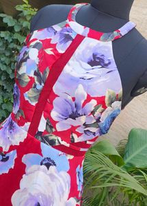 Beautiful Floral Print Halter Neck Dress