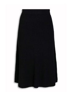 Black Ribbed Midi Skirt