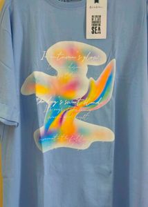 Typography Print Drop-Shoulder Sleeves Tshirt