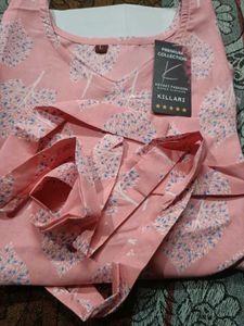 Pink Tree Print Kurta