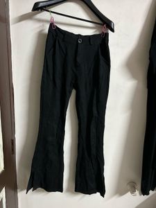 Chic Black Flare Pants with Slit Detail