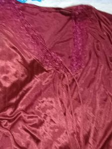 2 piece Silky Burgundy Nightgown