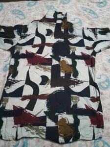 Abstract Print Button-Up Shirt