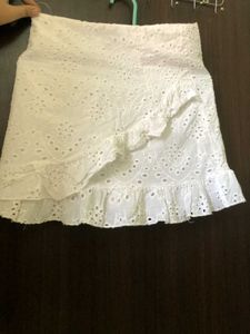 White Eyelet Ruffle Skirt