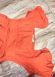 Orange Ruffled Short Sleeve Top