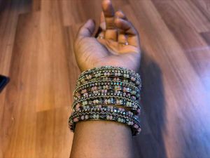 Boho Beaded Bangle Set with cute little hearts ❣️