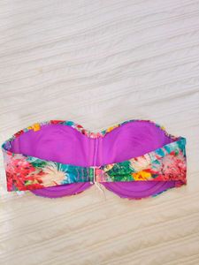 Strapless floral print bustier top