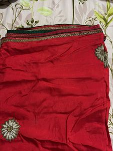 Vibrant Red Embellished Saree