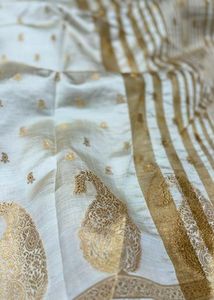 Soft Tussar Cream &amp; Gold Saree