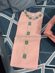 Peach Embroidered Kurta