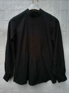New with tag Elegant Black Pleated Blouse