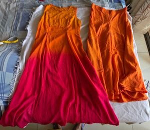 Vibrant Ombre Sleeveless Ethnic Gown