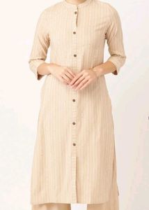 ANOUK BEIGE COTTON KURTA SET | SIZE S