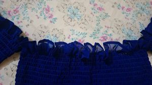 Royal Blue Off-Shoulder Smocked Crop Top 💙