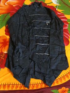 Unique Black Shirt with Stripes