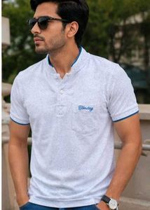 Stylish Men's White Printed Polo T-Shirt