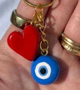 Evil Eye and Heart Keychain