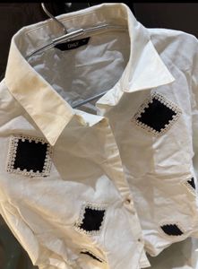 ONLY White Shirt with Black Patch Detail