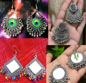 Beads Alloy Chandbali Hoop Earrings Jhumka Pack 4